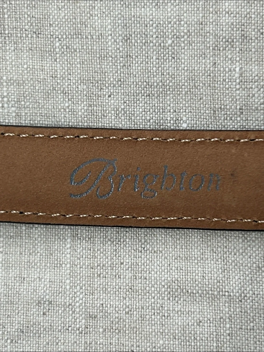 Brighton Black Croc-Embossed Leather Belt with Floral Heart Charm. Size Large 34